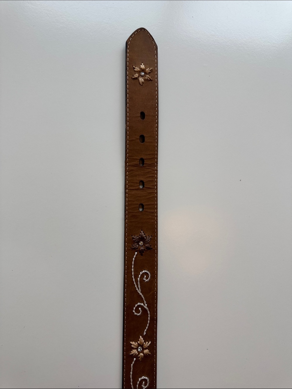 Nocona Brown Leather Floral Western Belt with Engraved Silver Buckle - Medium - Picture 6 of 9